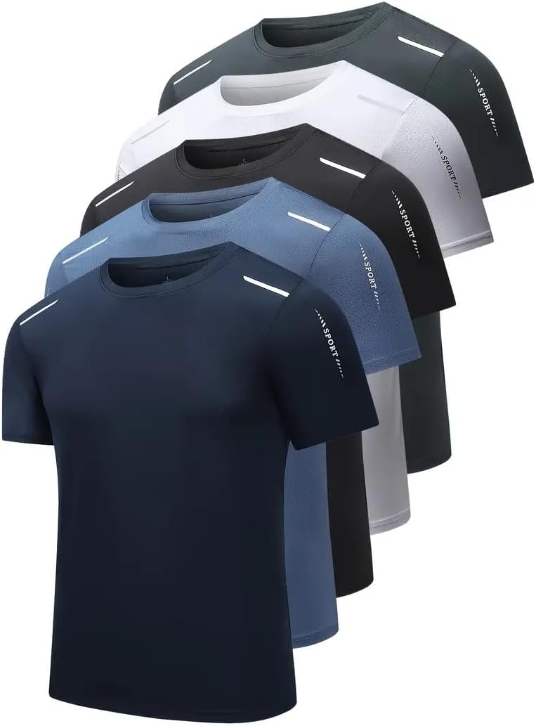 Quick Dry Ice Silk Athletic T-Shirts for Men, Athletic Short Sleeve Moisture Wicking Tee for Running,Training (1 Piece)
