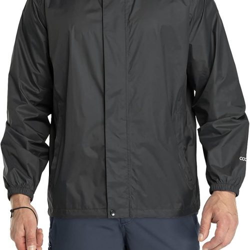 Packable Rain Jacket Men's Lightweight Waterproof Rain Shell Jacket Raincoat with Hood for Golf Cycling Windbreaker