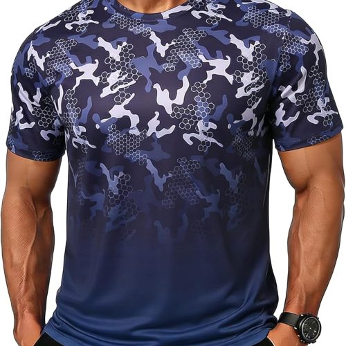 Men's Athletic T-Shirt Dry Fit Workout Gym Shirt Performance Moisture Wicking Running Short Sleeve Tops M-XXL