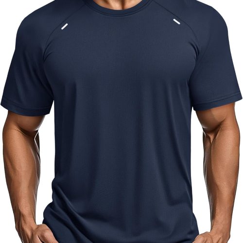 Men's Dry Fit Shirts Mesh Short Sleeve Athletic Lightweight Workout Performance Hiking Shirt