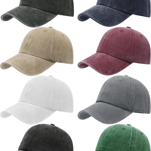 8 Pack Vintage Washed Baseball Cap Golf Dad Hat Distressed Cotton Plain Trucker Hats for Men Women
