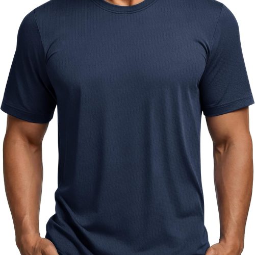 Men's Short Sleeve Dry Fit Shirts Workout Gym Mesh Shirt Athletic Running Lightweight Performance Tshirt
