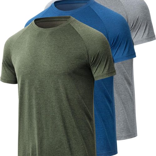 Workout Shirts for Men, Moisture Wicking Quick Dry Active Athletic Men's Gym Performance T Shirts