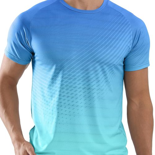 Men's Athletic Running T-Shirts Quick Dry Gym Workout Shirts Moisture Wicking Short-Sleeve Lightweight Sports Tee Tops