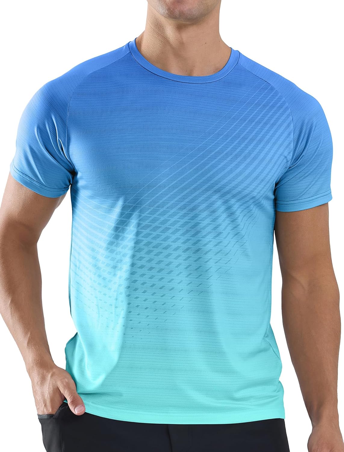Men's Athletic Running T-Shirts Quick Dry Gym Workout Shirts Moisture Wicking Short-Sleeve Lightweight Sports Tee Tops