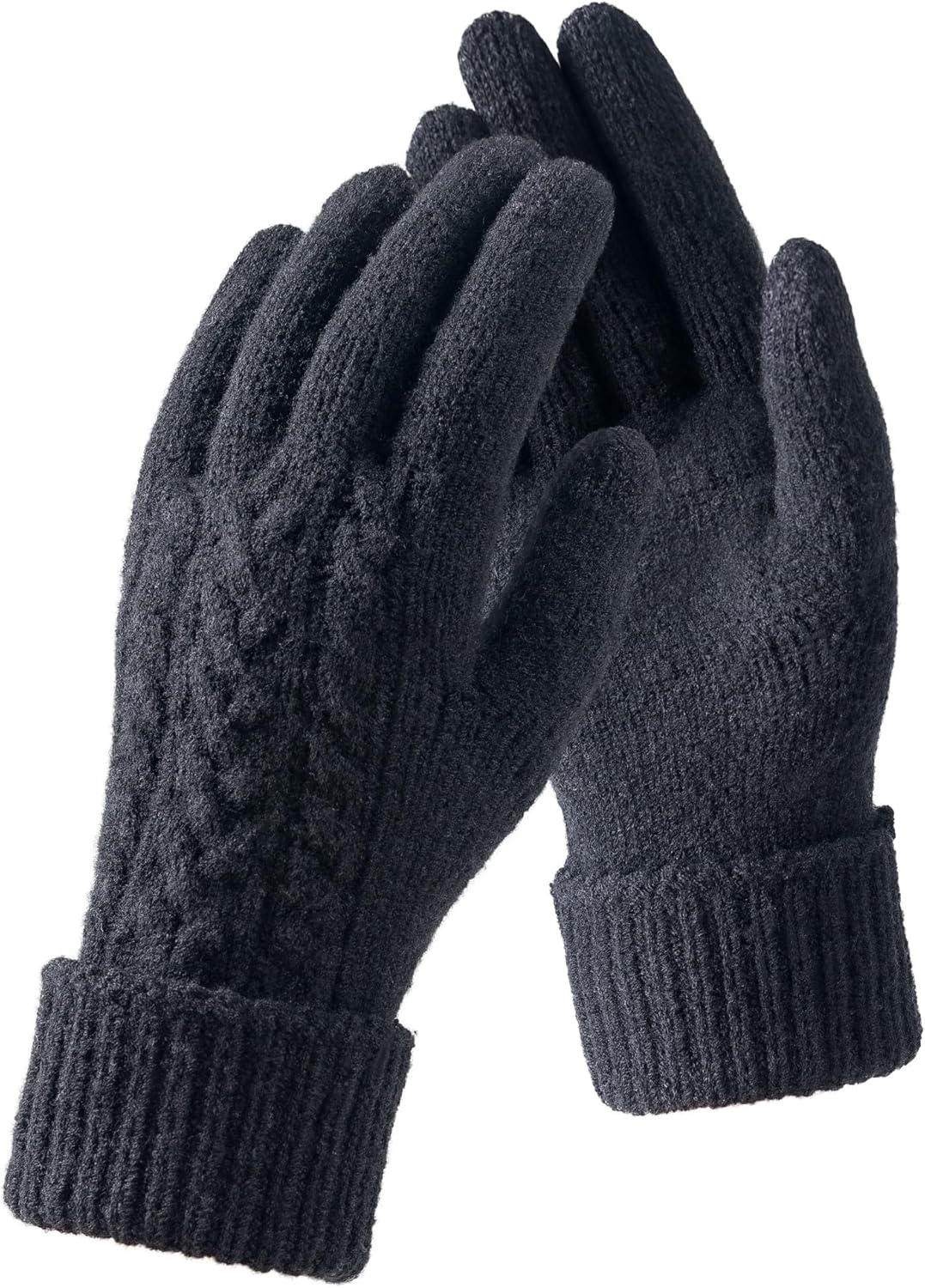 Merino Wool Womens Winter Gloves Folding Cuffs Touchscreen Soft Skin-Friendly Jacquard Thin Knit Warm Glove
