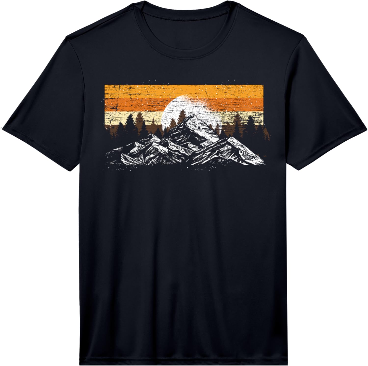 Moonlight Nature Trees Mountains Retro Hiking Forest Performance T-Shirt